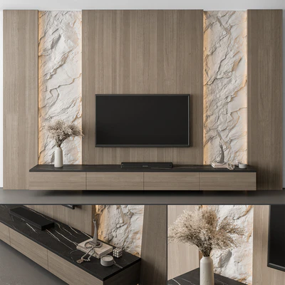 TV Wall Cliff and Wood - Set 98 — Ver 4
