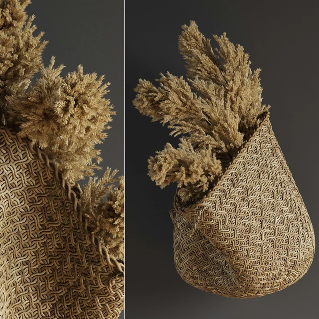 Pampas flower in hand basket — Скачать