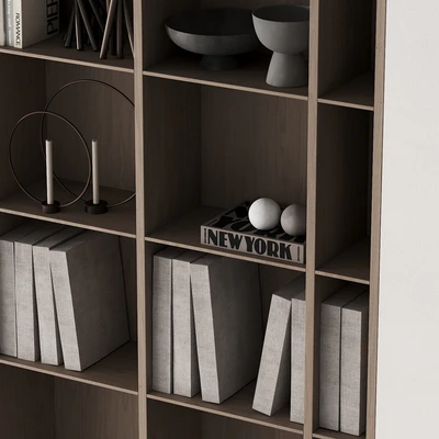 202 bookcase and rack 05 wooden with decor 01 — Вид 4