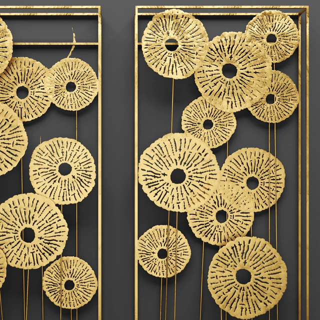 Southern Enterprises Aura Abstract Wall Sculpture, picture, art, wall decor, luxury, gold, metallic, panels, luxury — Descargar