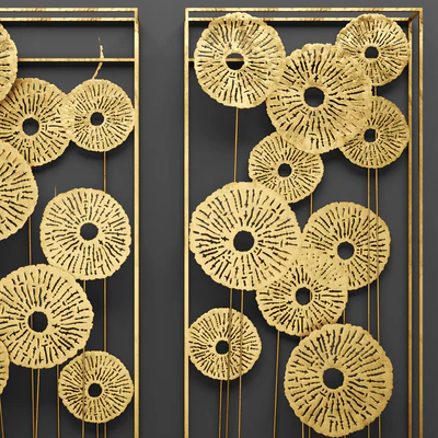 Southern Enterprises Aura Abstract Wall Sculpture, picture, art, wall decor, luxury, gold, metallic, panels, luxury — Ver 2