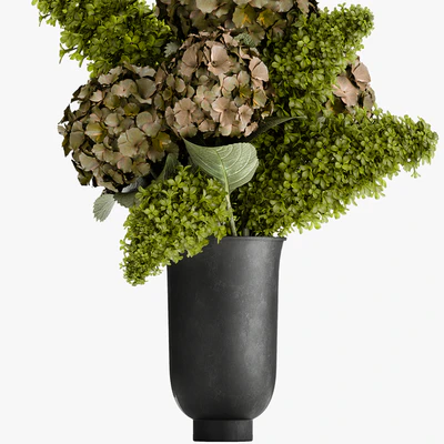 Beautiful modern bouquet of green flowers in a black vase with Hydrangea, green Lilac. 169 — Ver 3