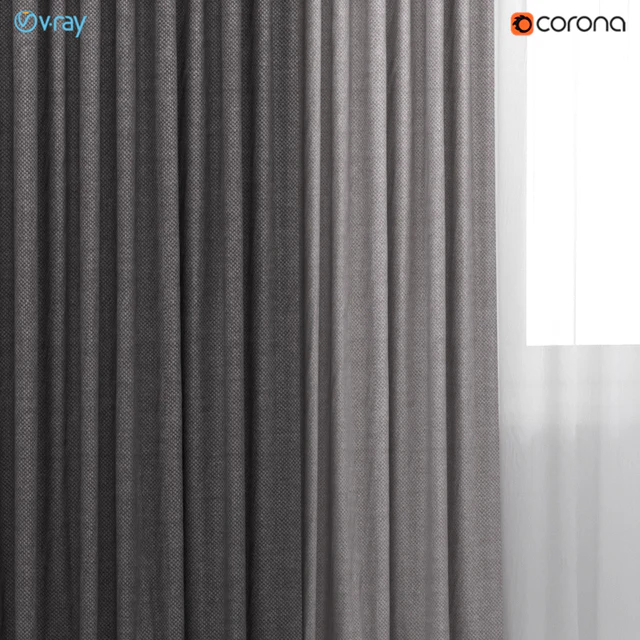 Brown thick wide curtains in two colors with white tulle. — Descargar