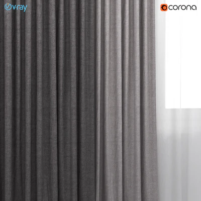 Brown thick wide curtains in two colors with white tulle. — Ver 2