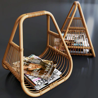 journals set and wicker stand made of natural rattan — Ver 1