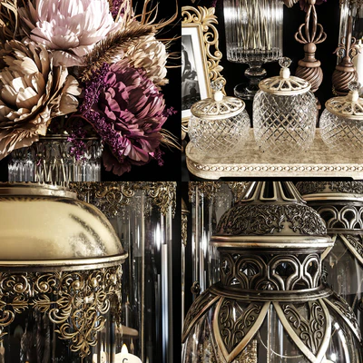 DECORATIVE SET 20 Dried flower antique lantern. — Ver 2