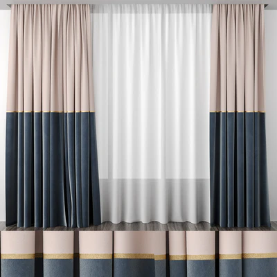 Curtains baked milk and gray-blue 50/50 — Ver 1