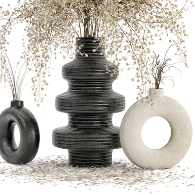 Indoor Dry Plants in rusty Concrete Pots - Set 288 — Ver 6