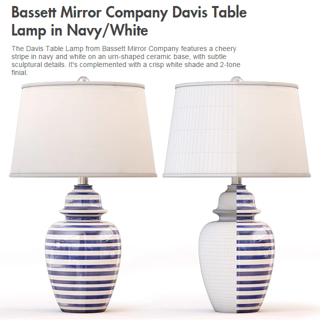 Bassett Mirror Company Davis Table Lamp in NavyWhite — Descargar