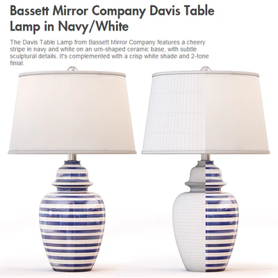 Bassett Mirror Company Davis Table Lamp in NavyWhite — Ver 3
