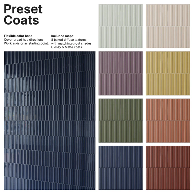 Kit Kat Mosaic Tiles 5/8x6" Vertical Offset — Download