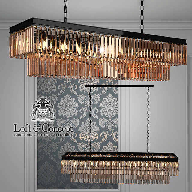 Люстра RH 1920s Odeon Smoke Glass Fringe Grey iron 125 — Скачать
