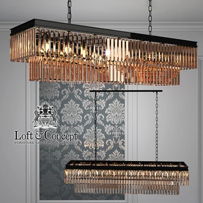 Люстра RH 1920s Odeon Smoke Glass Fringe Grey iron 125 — Вид 1