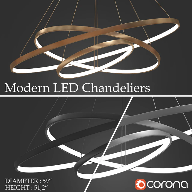 Chandeliers LED 3 rings — Descargar