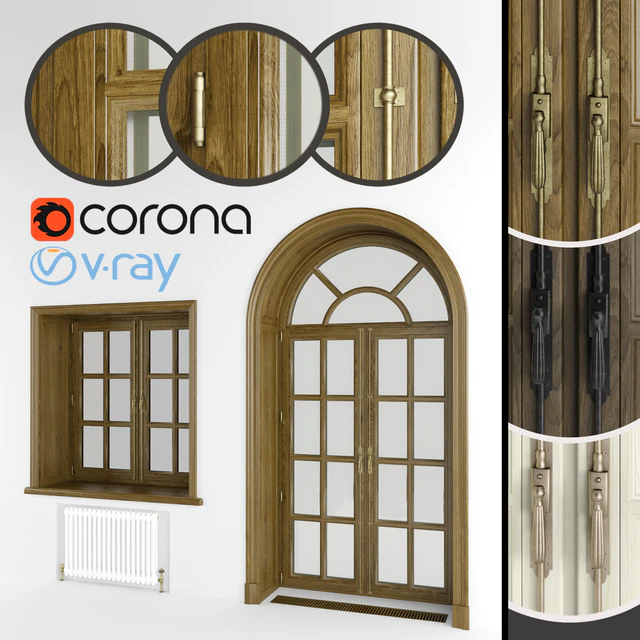 Classic eurowindows and arched door, 3 colors — Download