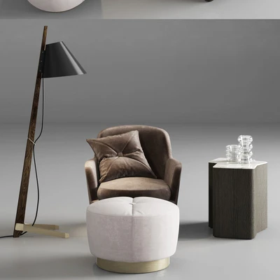 Minotti Jacques Armchair and Pouf — Вид 2