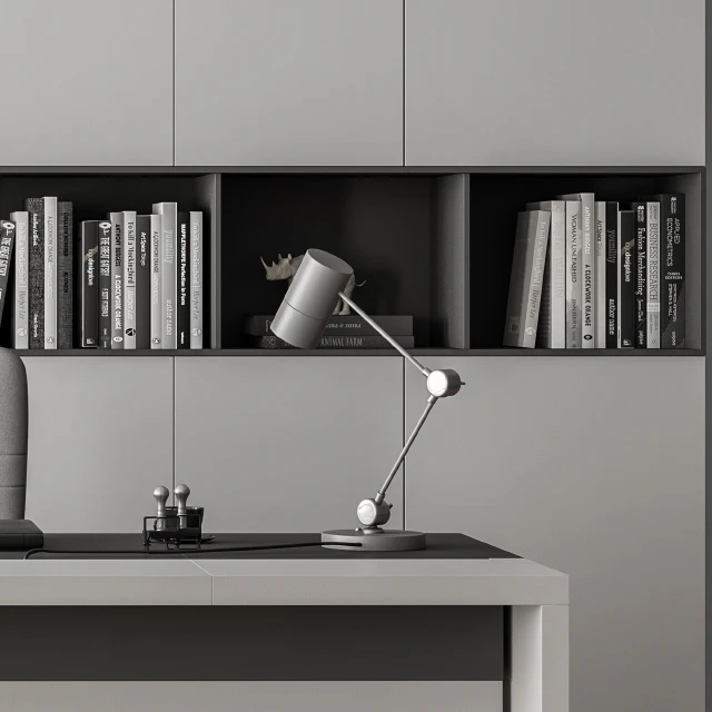 Boss Desk with Library Gray Set - Office Furniture 249 — Descargar