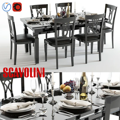 Scavolini Baccarat table and chairs Black — Ver 1