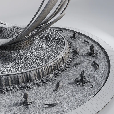 Pond with metal sculpture — Ver 4