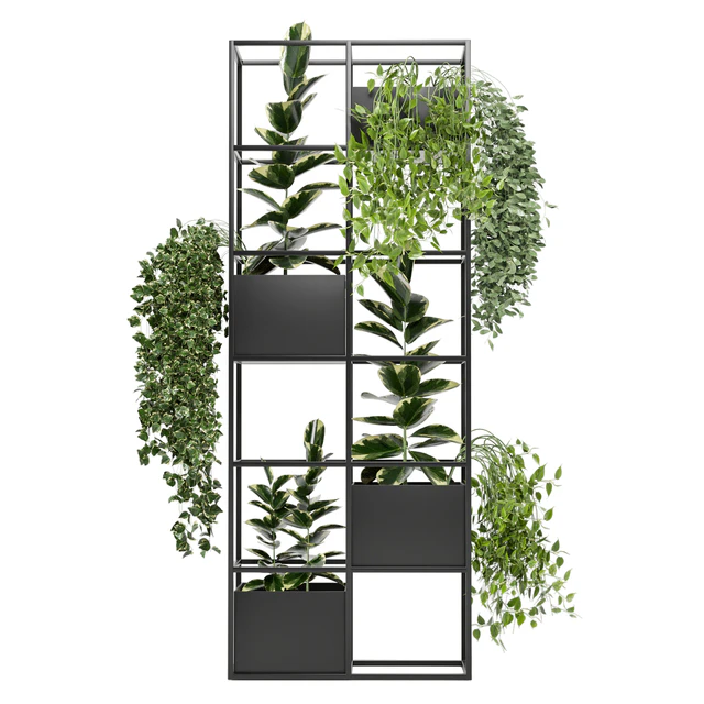 indoor plants in rusty concrete pot on metal shelf - Set 110 — Скачать