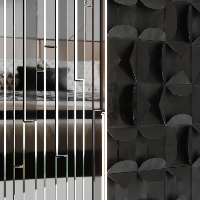 Volumetric wall panel mid century modern Black — Descargar