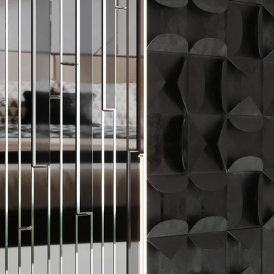 Volumetric wall panel mid century modern Black — Ver 4