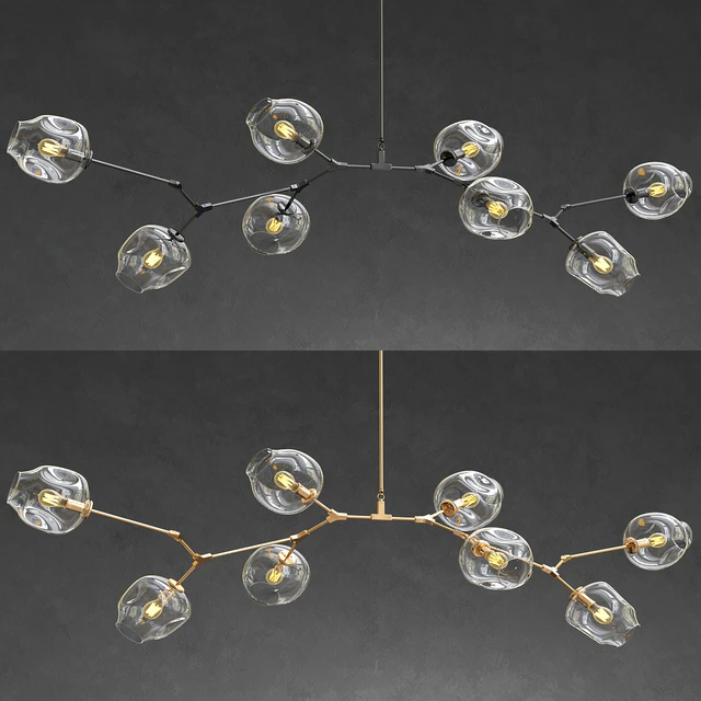 Branching bubble 8 lamps - Gold and Black metal — Скачать