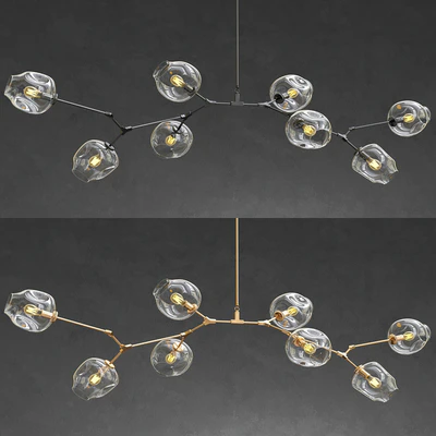 Branching bubble 8 lamps - Gold and Black metal — Вид 1