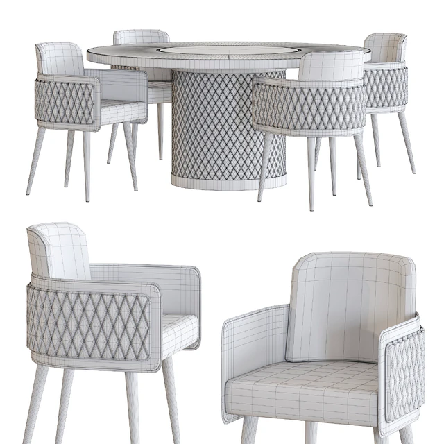 Amet Armchair and Signore Degli Anelli Steel Table by Reflex Dining Set — Descargar
