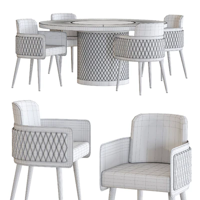 Amet Armchair and Signore Degli Anelli Steel Table by Reflex Dining Set — Ver 2