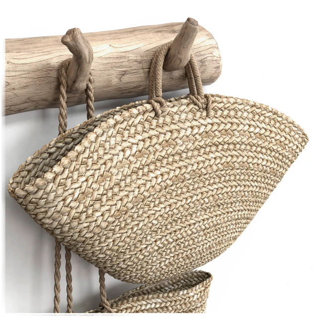wall decor set with old wicker bags — Скачать