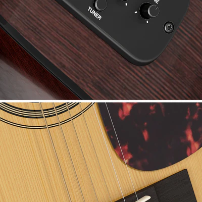 Guitar. Guitar set for stage. Musical instrument. Microphone — Ver 4