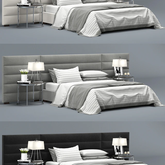 RH Modern custom  horizontal channel fabric hedboard bed — Скачать