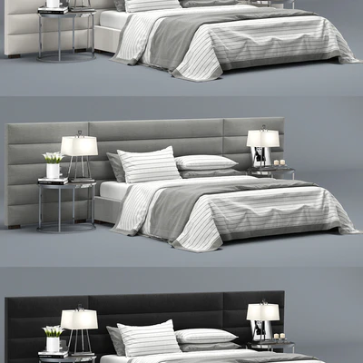 RH Modern custom  horizontal channel fabric hedboard bed — Вид 3