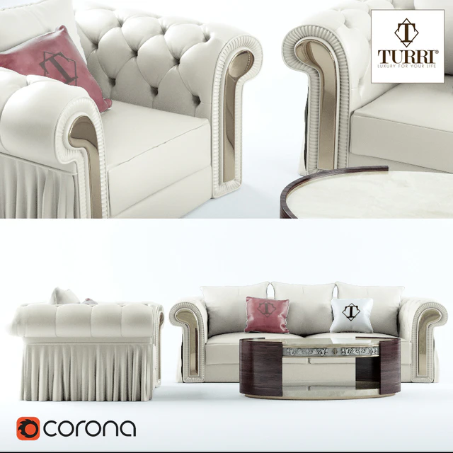 Диван, кресло, журнальный столик Turri Couture — Скачать
