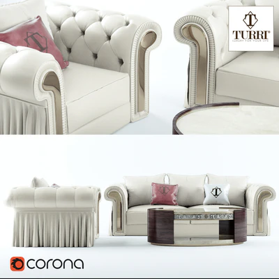 Диван, кресло, журнальный столик Turri Couture — Вид 1