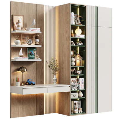 Children's modular wardrobe with desk modern 23 — descargar