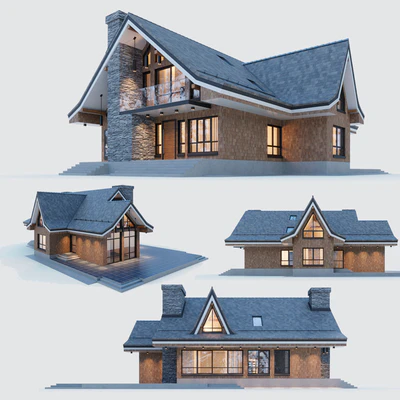 Modern half-timbered house with a residential attic — Ver 4