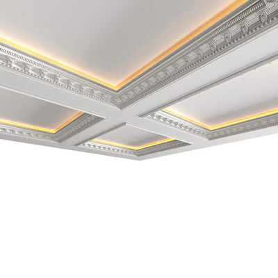 Modern coffered illuminated ceiling Art Deco style — Ver 6