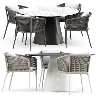 knot armchair and cone ii dining table round 140 by janus — Ver 1