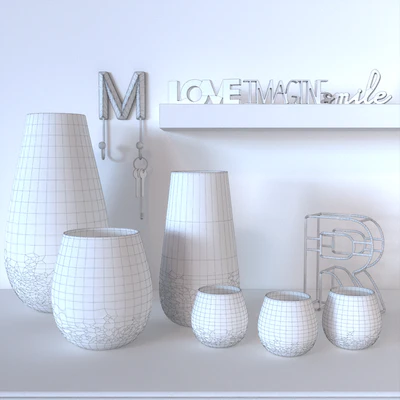 Modern set of candlesticks, candles and decor — Ver 3