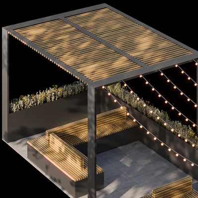 City parklet with garland — Ver 5