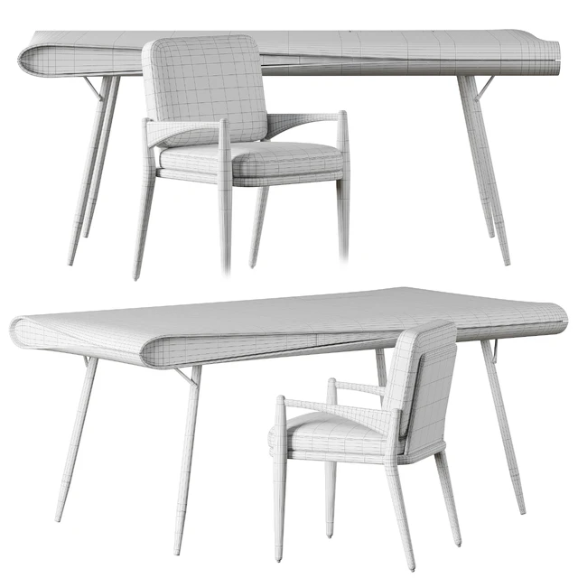 Roche Bobois - Calligraphie Table & cb2 - Palmas Chair — Скачать