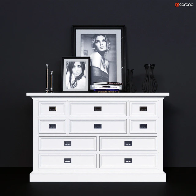 Chest of drawers Dantone Home Oxford white — Descargar