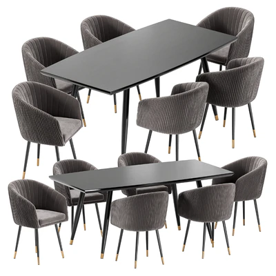 LM-7305 Dining Chair and Curve Table — Ver 3