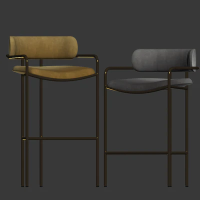 Lenox Velvet Bar and Counter Stools West Elm — Вид 2