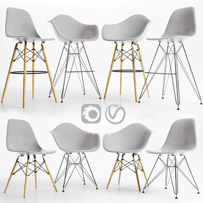 Eames Plastic Side Chairs GRAY — Ver 1