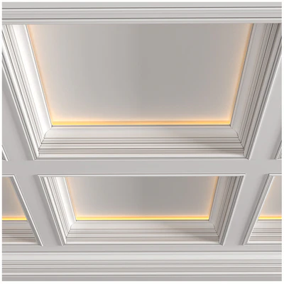 Modern coffered illuminated ceiling Art Deco style — Ver 3