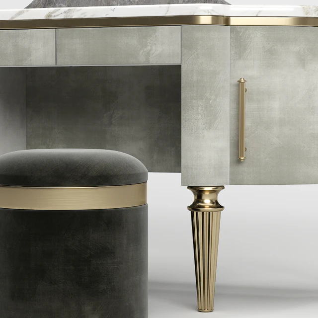 Туалетный столик DAME By Longhi, дизайн Giuseppe Iasparra с Пуфом Loft concept Golden Belt — Скачать