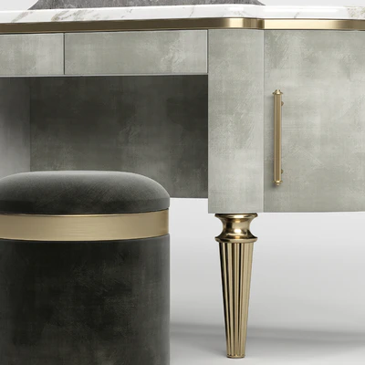 Туалетный столик DAME By Longhi, дизайн Giuseppe Iasparra с Пуфом Loft concept Golden Belt — Вид 2
